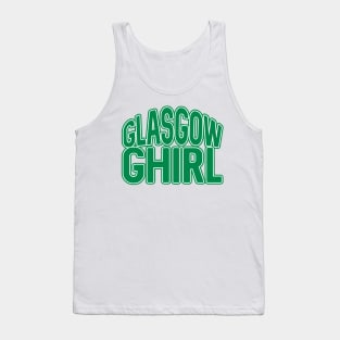 GLASGOW GHIRL, Glasgow Celtic Football Club Green and White Layered Text Design Tank Top